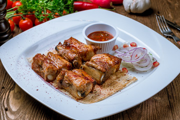 skewers of pork ribs