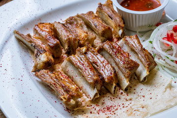 Kebab from lamb ribs