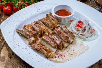 Kebab from lamb ribs
