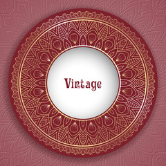 Vintage ornamental round frame for greeting card, invitation or packaging design
