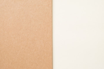 Kraft paper sheet overlap with brown and white colors for background, banner, presentation template.