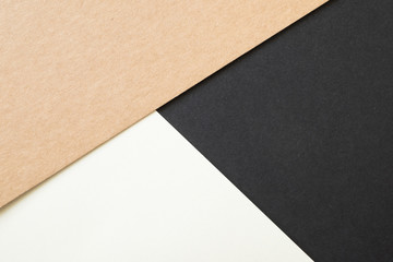 Kraft paper sheet overlap with brown white and black colors for background, banner, presentation...