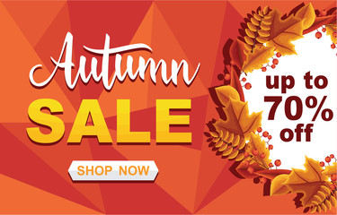 Autumn Sale Fall Leaves Shopping Promotion Card Label Banner