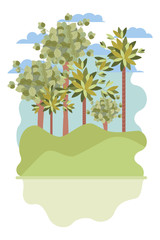 trees plants landscape scene isolated icon