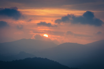 Evening Sunset Over Hills