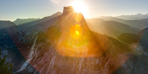 Half Dome seen from Glacier Point with Lens Flare