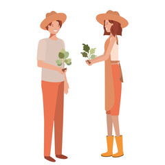 couple of gardeners smiling avatar character