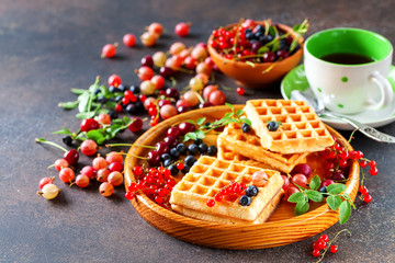 Waffles with berries.