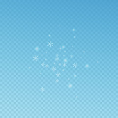 Fototapeta premium Sparse glowing snow Christmas background. Subtle f