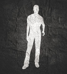 Illustration of young man standing. Monochrome human silhouette