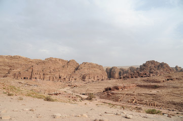 Fototapeta na wymiar Ruins of Petra, Lost rock city of Jordan, Middle East