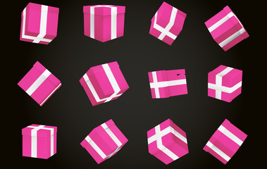 big vector set of gift boxes with ribbon. bright festive color. isolated