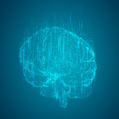 3D vector cyber brain. neural network mega-data processing, template interface design