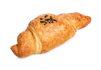 freshly baked croissant isolated on white background
