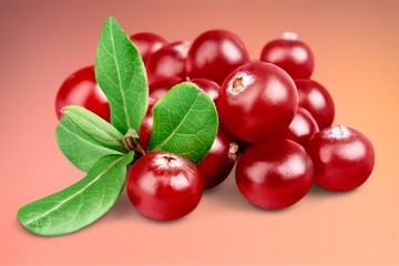 Red cranberries isolated on background