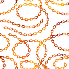 Gold chain on white background. Vector seamless pattern.
