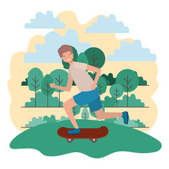 man practicing skateboarding on park