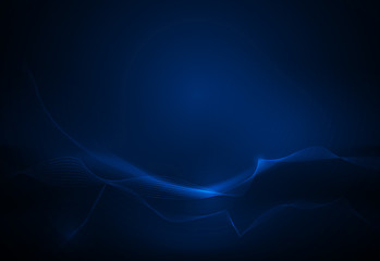 Vector illustration smooth lines in dark blue color background. Hi-tech digital technology concept. Abstract futuristic, shiny lines background