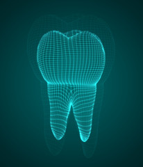 vector set of 3d teeth for dental medicine. on a blue background
