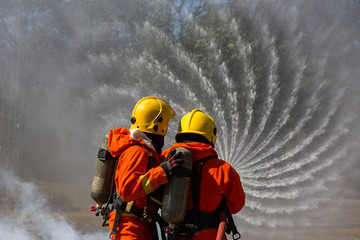 Fototapeta na wymiar Fire and rescue training school regularly to get ready.