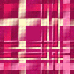 Seamless plaid check pattern in shades of pink, maroon and cream.