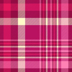Wall murals Tartan Seamless plaid check pattern in shades of pink, maroon and cream.