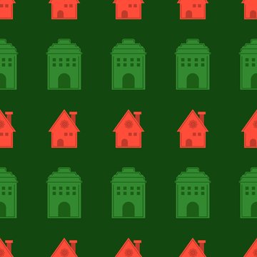 christmas cottage seamless pattern