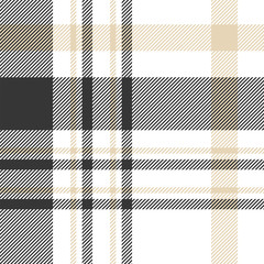 Seamless plaid pattern in black, beige and white