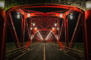 A Red Bridge in Tokyo Japan at Night © Nathan