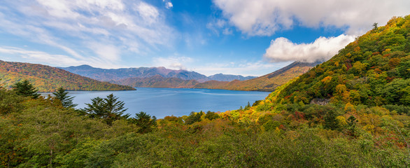 Chuzenji lake in beutiful autumn season, Okunikko, Tochigi, Japan.
