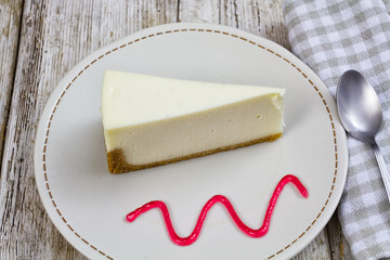 cheesecake on wooden board