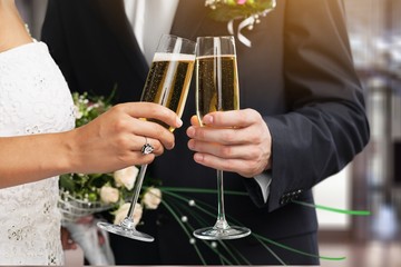 Young beautiful couple in wedding day