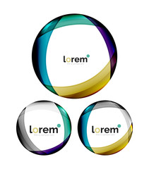 Set of geometric shape convergence logo design templates