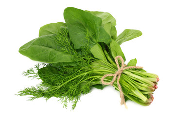 spinach leaves isolate on white background. Healthy food.