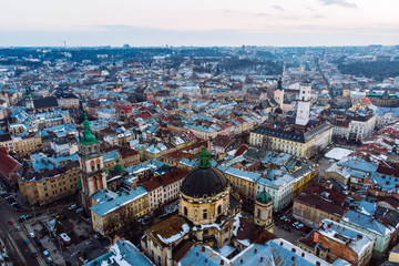 cityscape of old european city. bird's eye view