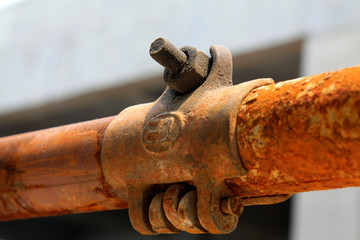 rusty metal scaffolding elements