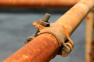 rusty metal scaffolding elements