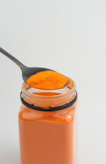 Cheese powder on a white background