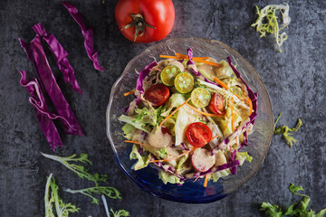 Fresh fruit and vegetables salad