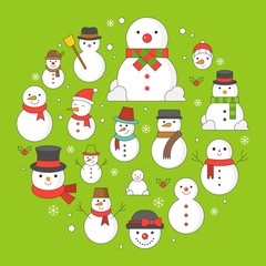 snowman icon on background for christmas holidays