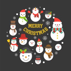 snowman icon on background for christmas holidays