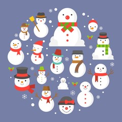 snowman icon on background for christmas holidays