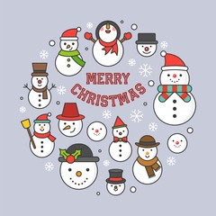 snowman icon on background for christmas holidays