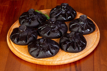 Black Khinkali with meat