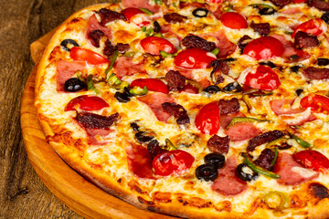 Pizza with sausages