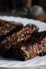 Chocolate pound cake with chocolate icing and chocolate chips