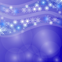 Blue background with snowflakes. Beautiful pattern. Texture. Template for the New Year, Christmas. Congratulation, postcard.