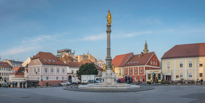 Kaptol Square with Holy Mary's column in Zagreb, Croatia
