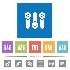 Control panel flat white icons in square backgrounds