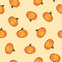Orange pumpkin halloween pattern background. Pumpkin pattern for happy halloween holiday.